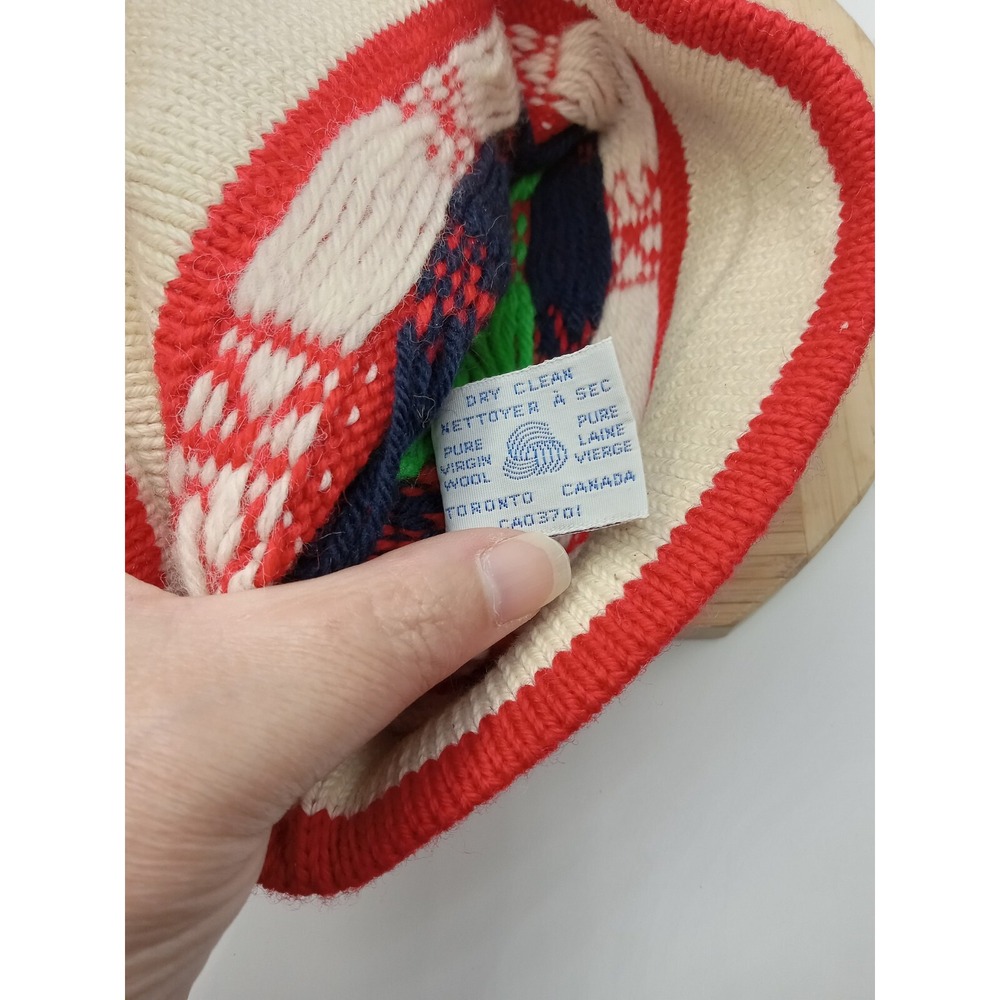 Vintage Canadian Winter Cap, Murray Merkley, 100% Virgin Wool Hat One Size Small - Picture 4 of 16